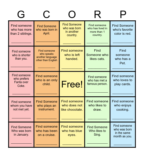 Find Someone Who... Bingo Card