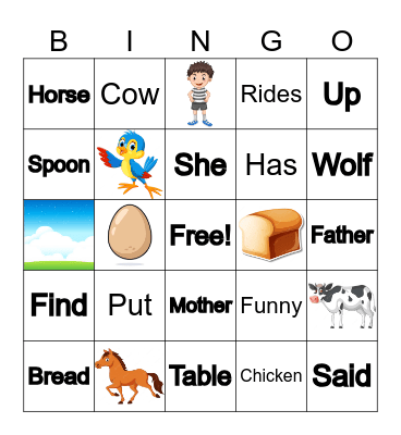 F9 Sight Words Bingo Card
