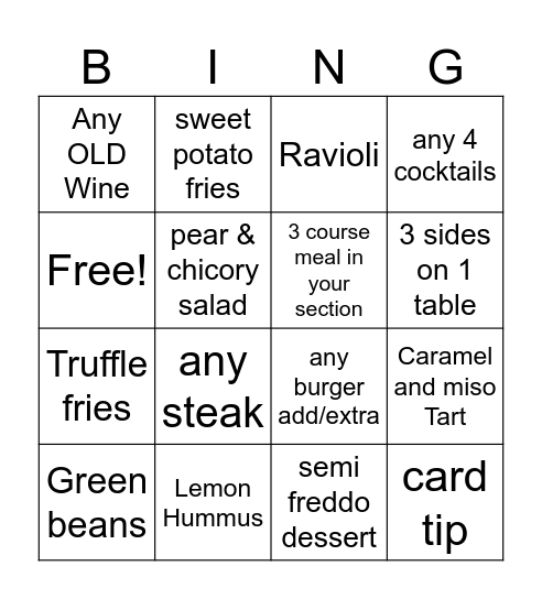 Evening BH Weekend Bingo Card