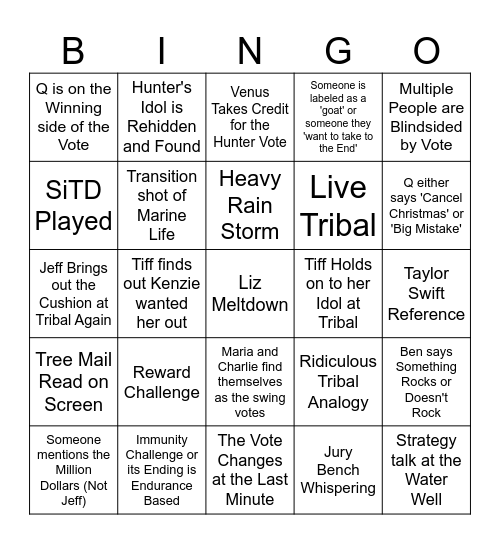 Survivor 46 Episode 10 Bingo Card