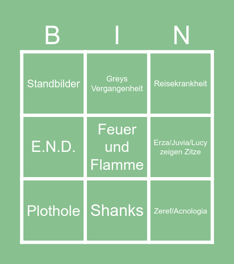 Fairy Tail Final Arc Bingo Card