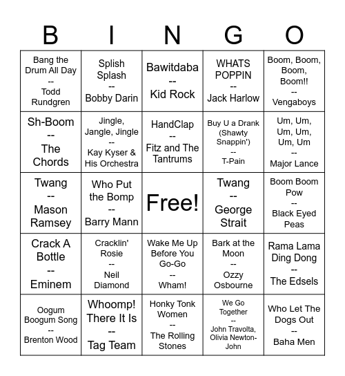 Ram-a-Lam-a-Bingo Card