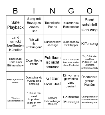 ESC Bingo Card