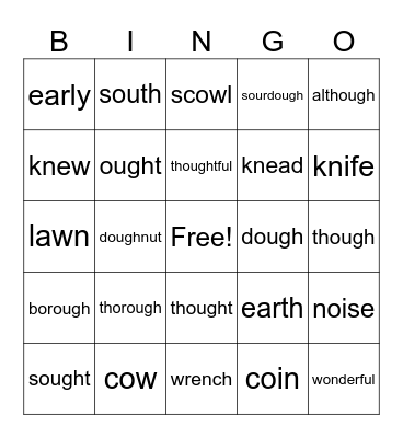 Lesson 116 OUGH Bingo Card