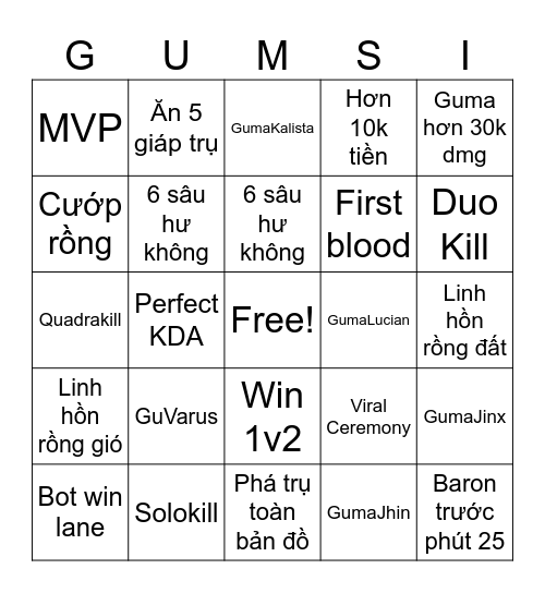 Gumayusi at MSI Bingo Card