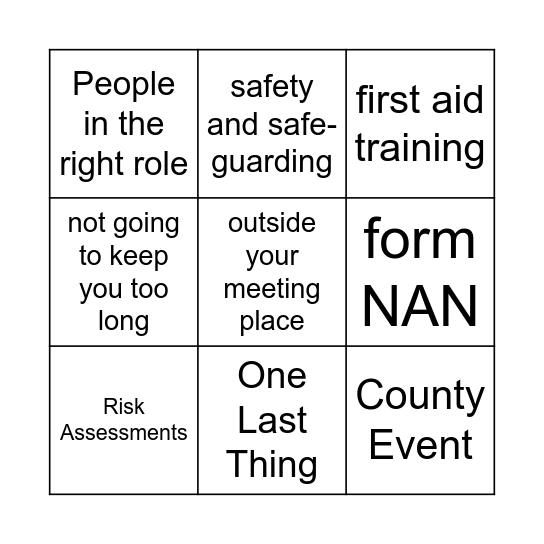 Leaders Meeting Bingo Card