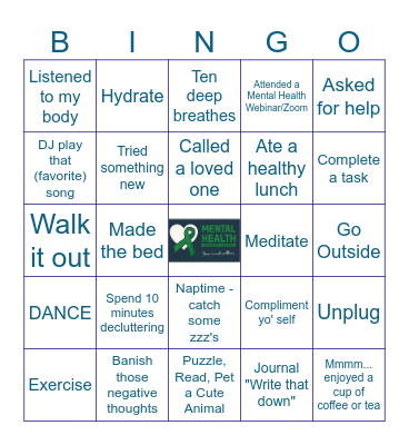 Mental Health May Bingo Card