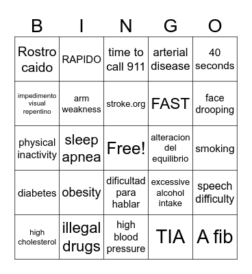 May is Stroke Awareness Month Bingo Card