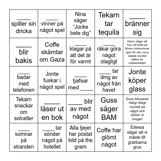 SEMESTER BINGO - Jocke Bingo Card