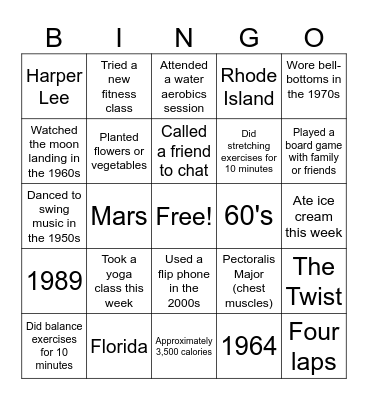 B I N G O Bingo Card