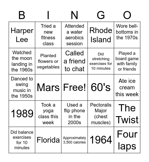 B I N G O Bingo Card