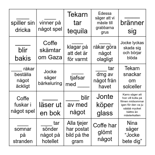 SEMESTER BINGO - Guss Bingo Card