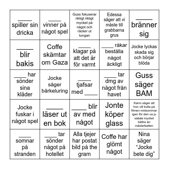 SEMESTER BINGO - Tekarn Bingo Card