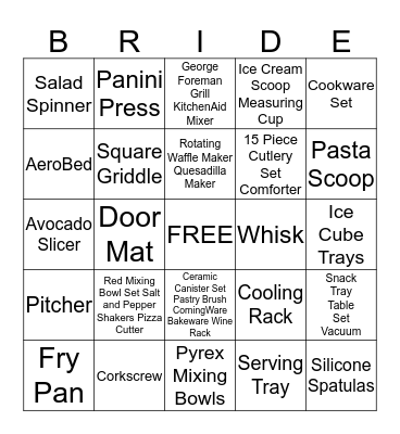 BRIDAL SHOWER BINGO Card