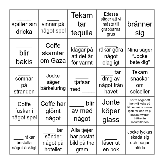 SEMESTER BINGO - Guss Bingo Card