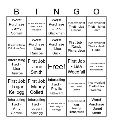 Fun Fact Bingo Card