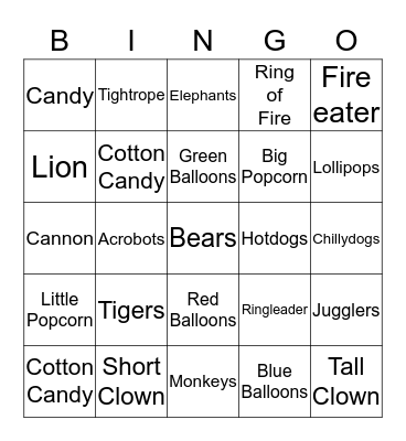 ! Circus Baby Bingo ! Bingo Card