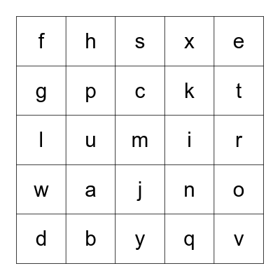 Alphabet Bingo Card