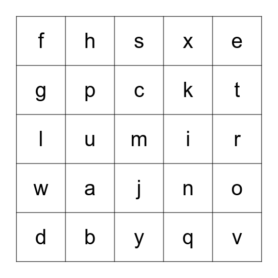 Alphabet Bingo Card