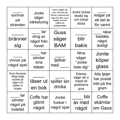 SEMESTER BINGO - Tekarn Bingo Card
