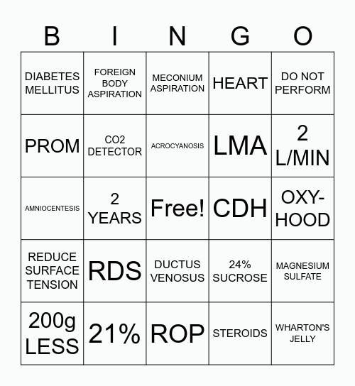 BABY BINGO Card