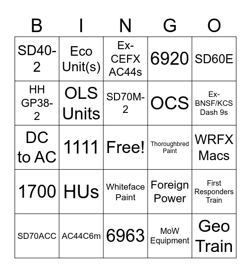 NS Catches Bingo Card