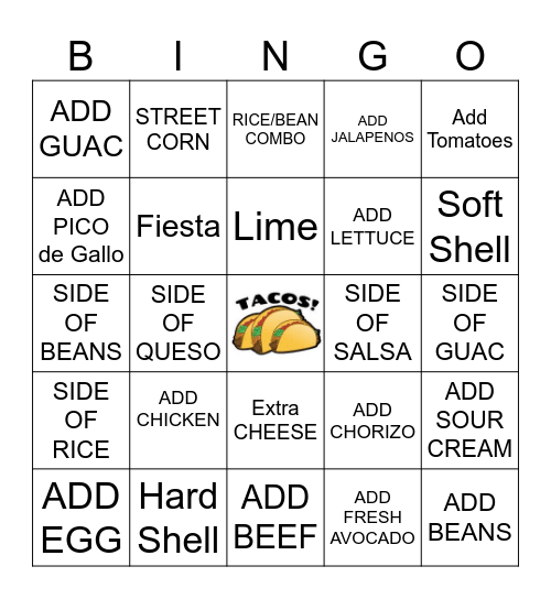 Taco 'bout Bingo Card