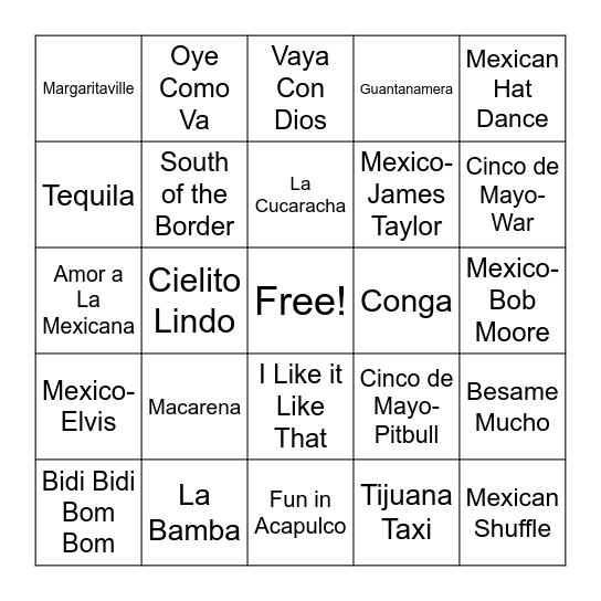 Cinco de Mayo!! Bingo Card