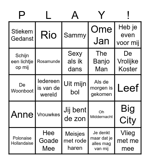 PLAY FESTIVAL MEEZINGBINGO RONDE 1 Bingo Card