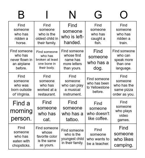 LU@YNP BINGO! Bingo Card