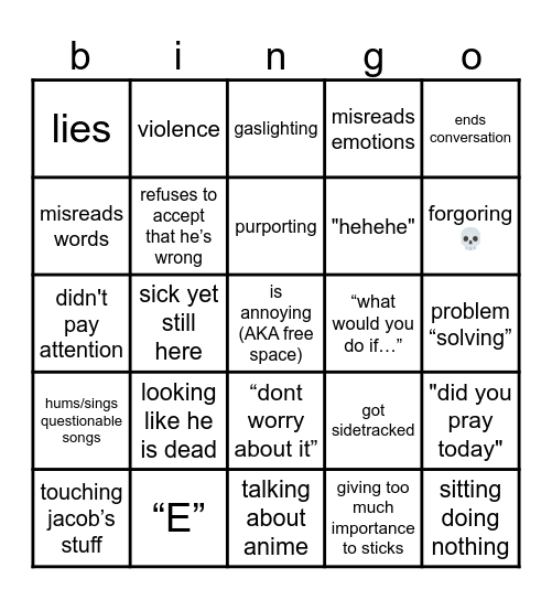 isaiah bingo v1 Bingo Card