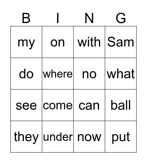 kinder  Bingo Card
