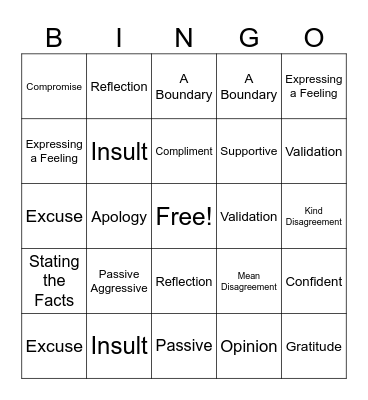Communication Bingo Card