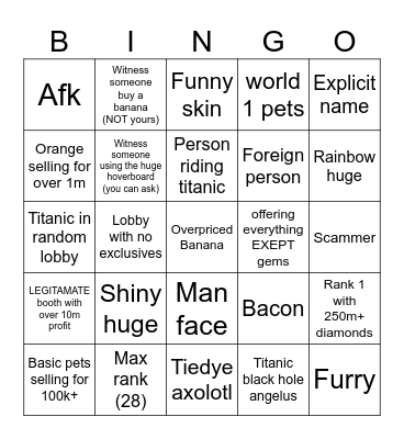 Pet Sim Bingo Card