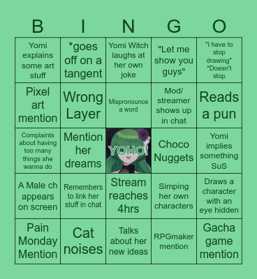 Yomi's Art stream Bingo Card