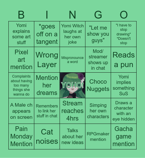 Yomi's Art stream Bingo Card