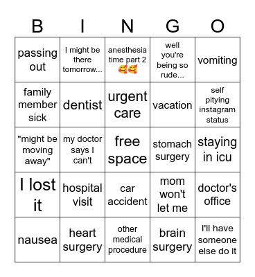 excuses 😍😍😍 Bingo Card