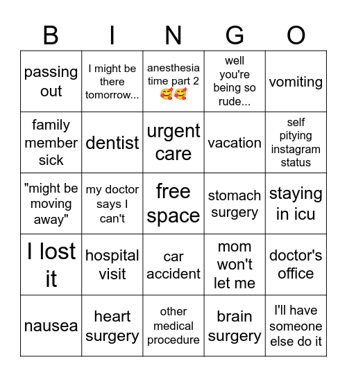 excuses 😍😍😍 Bingo Card