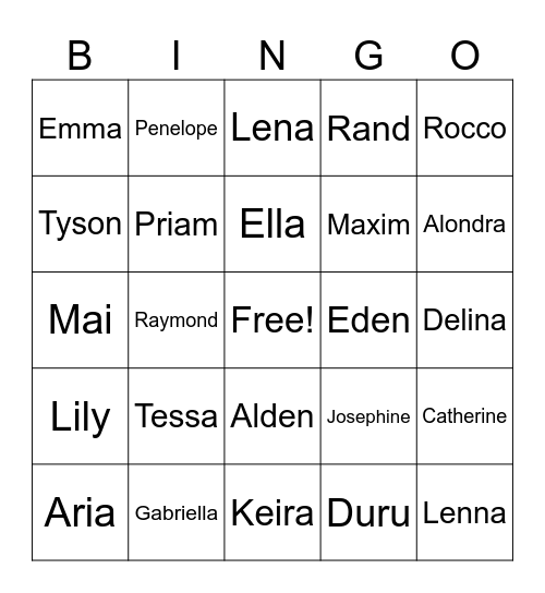 Class Bingo Card