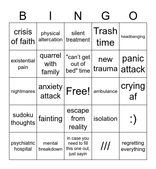 After the release date Bingo Card