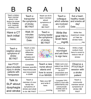 Stroke Month Bingo: May 2024 Bingo Card