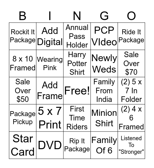 Rockit Bingo Card
