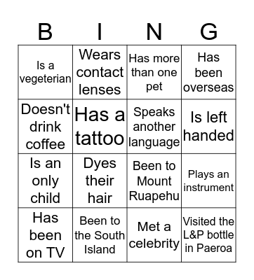 People Bingo Card