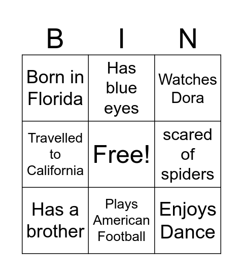 Find a person BINGO Card