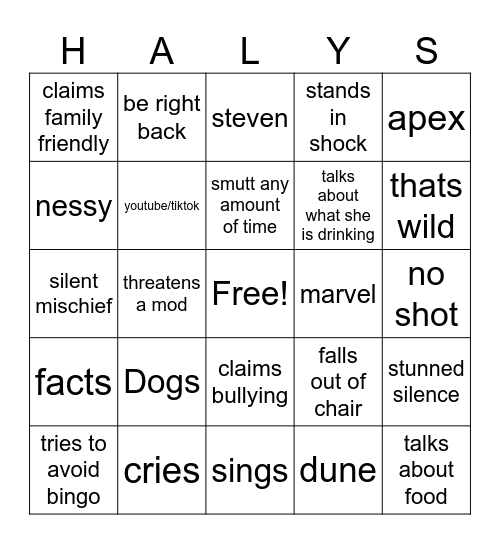 Shmitty Bingo Card