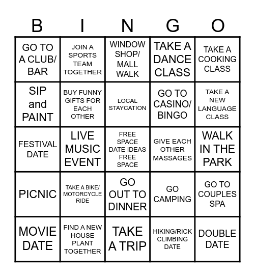 THE WILSONS DATE NIGHT EDITION BINGO Card