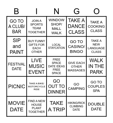 COUPLES NIGHT WITH THE WILSONS Bingo Card