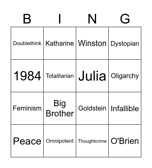 1984 Bingo Card