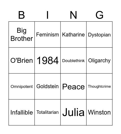 1984 Bingo Card