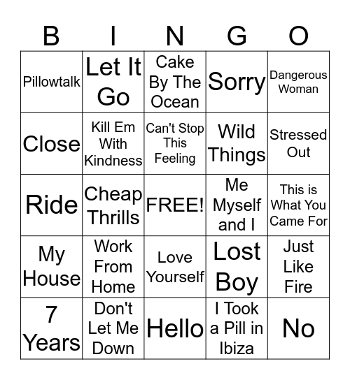 Fun Friday Music Bingo! Bingo Card